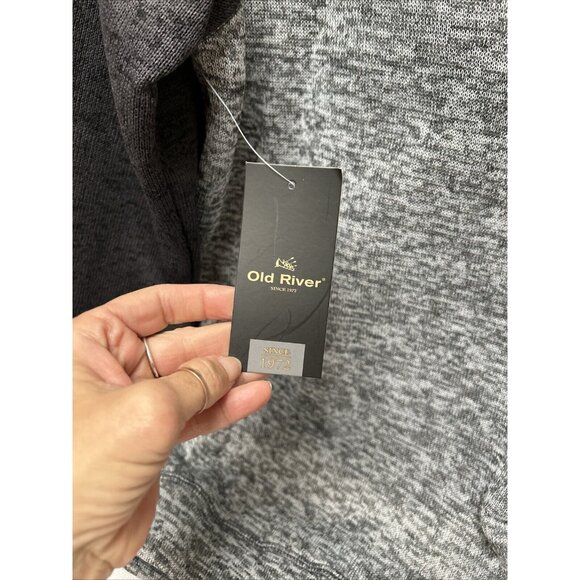 Old River Grey Fleece 1/4 Zip Mock Collar Pullover Sweatshirt S/P - Picture 7 of 7